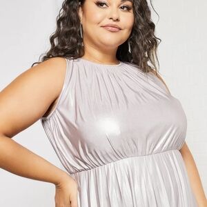 Mango Silver Pleated Maxi Dress